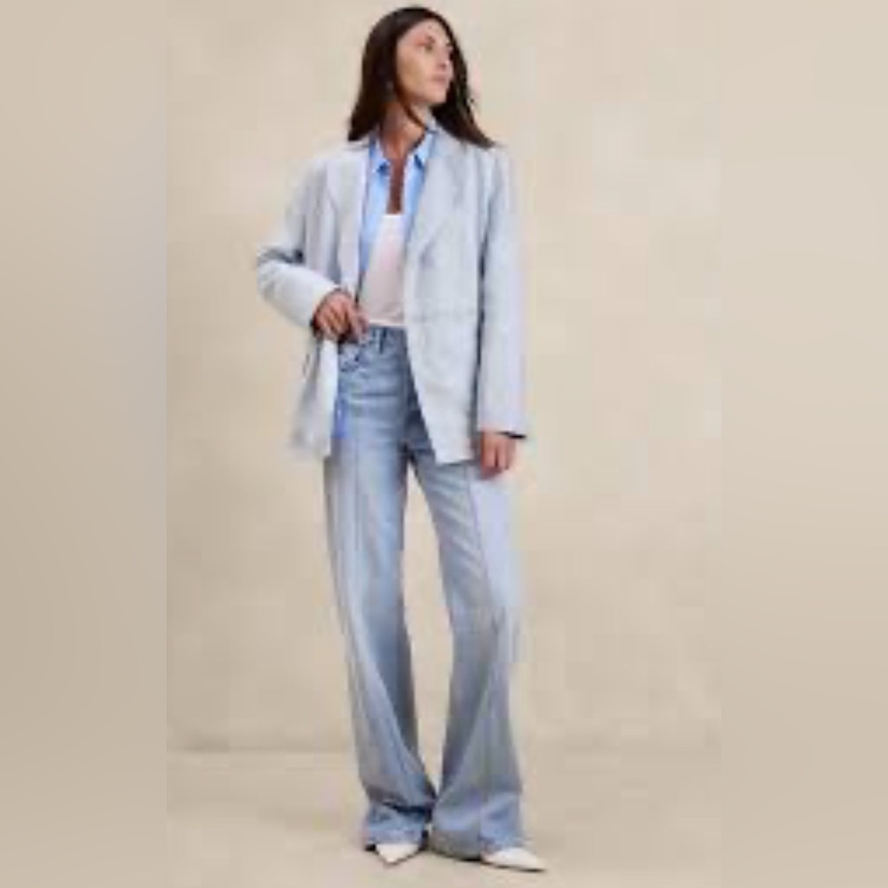Banana Republic Striped Linen Blazer Size 14